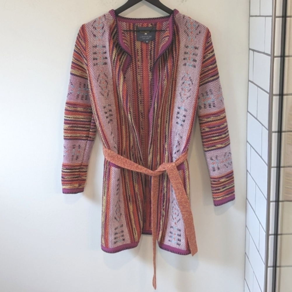 Gryphon Orange and Purple Knit Cardigan Sweater